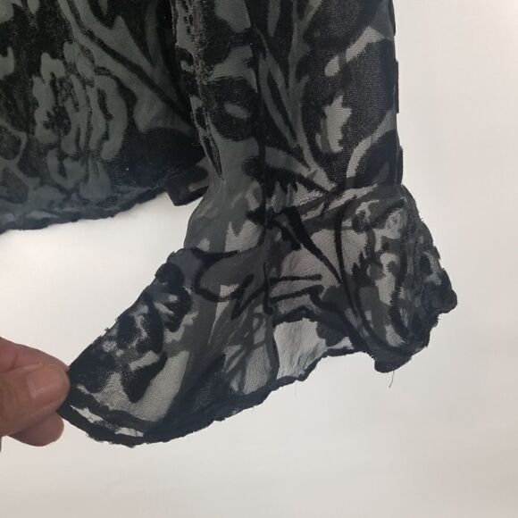 Worthington Semi Sheer Velvety Black Blouse. Sz 12 - Picture 2 of 13